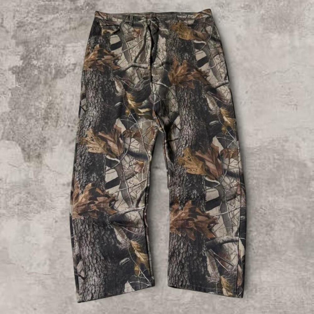 Realtree Hardwood Camo Canvas Workwear Pants Vintage 1990s US 40x30 Baggy Wide